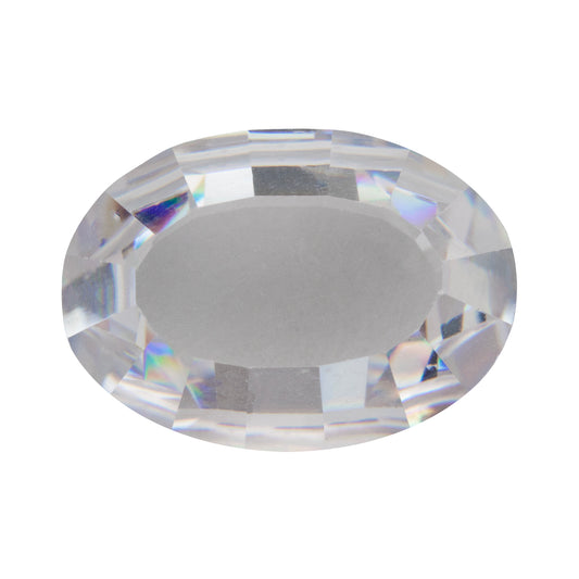 Cubic Zirconia - White Diamond - Cabochon Oval - Buff Top
