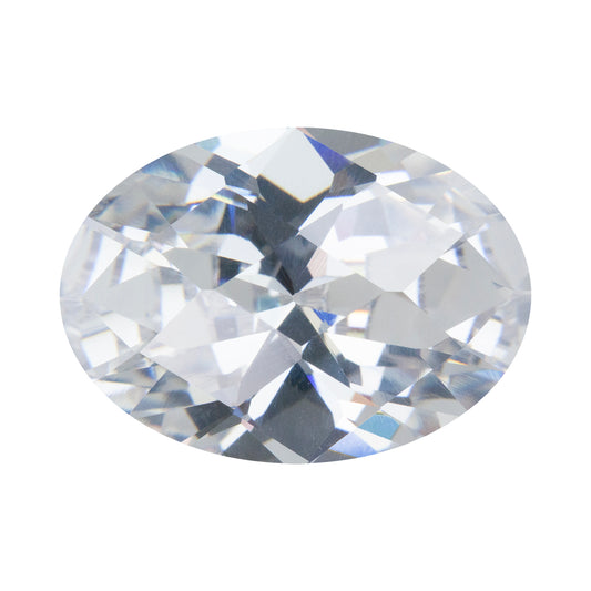 Cubic Zirconia - White Diamond - Oval - Checkerboard