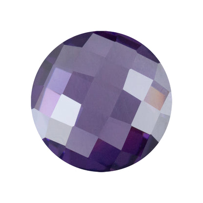 Cubic Zirconia - Amethyst - Cabochon Round - Checkerboard