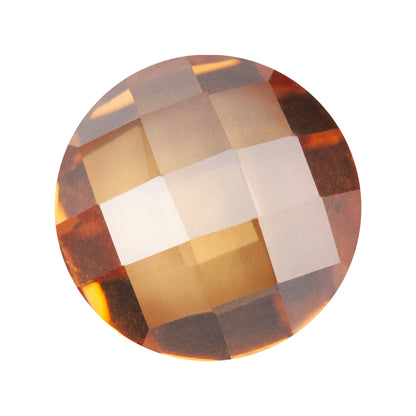 Cubic Zirconia - Champagne - Cabochon Round - Checkerboard