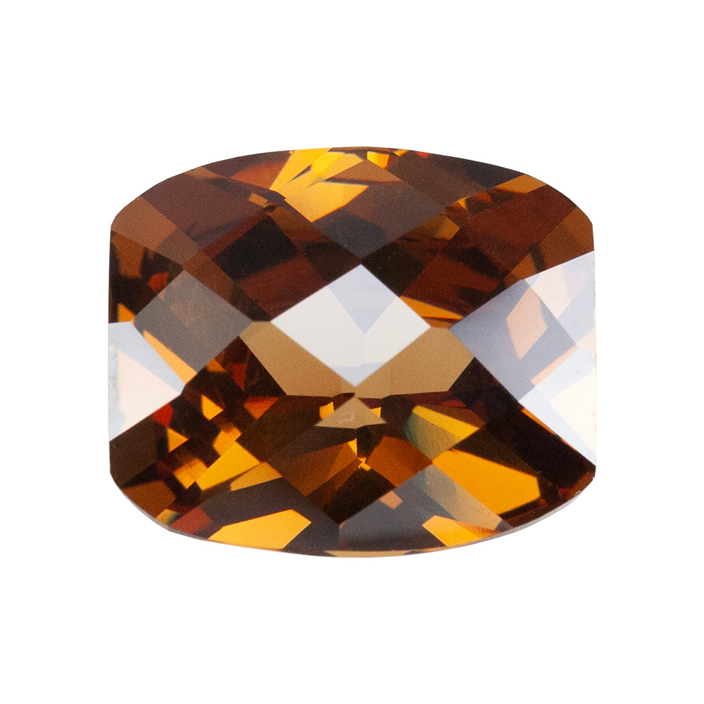 Cubic Zirconia - Smoked Topaz - Barrel - Checkerboard