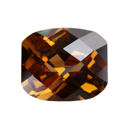 Cubic Zirconia - Smoked Topaz - Barrel - Checkerboard