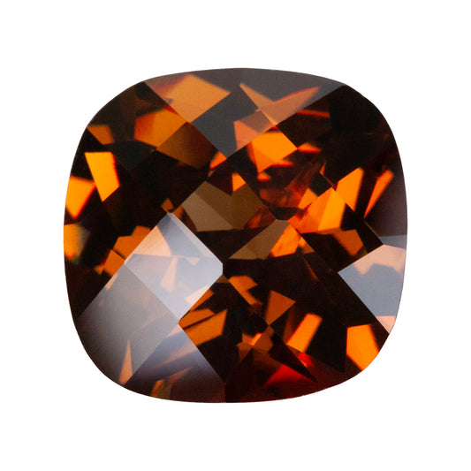 Cubic Zirconia - Smoked Topaz - Cushion - Checkerboard