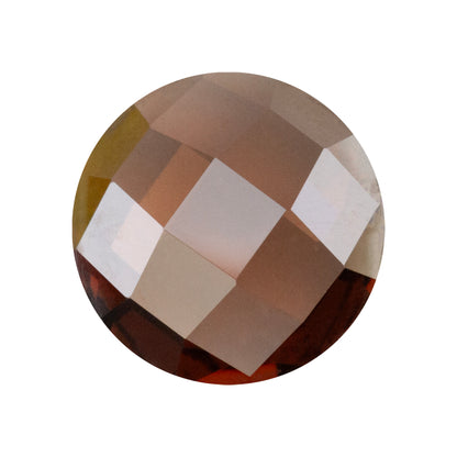 Cubic Zirconia - Smoked Topaz - Cabochon Round - Checkerboard