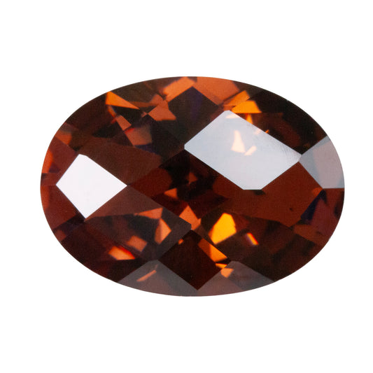 Cubic Zirconia - Smoked Topaz - Oval - Checkerboard