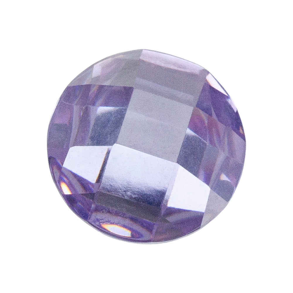 Cubic Zirconia - Lavender - Cabochon Round - Checkerboard