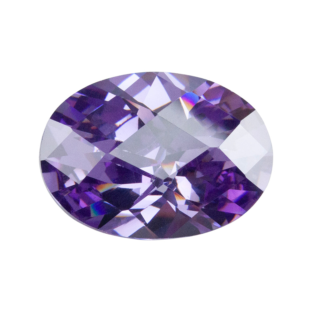 Cubic Zirconia - Lavender - Oval - Checkerboard