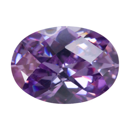 Cubic Zirconia - Lavender - Oval - Checkerboard