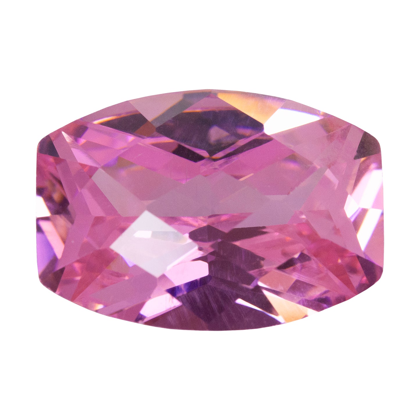 Cubic Zirconia - Pink Sapphire - Barrel - Checkerboard