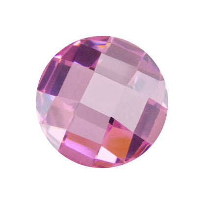 Cubic Zirconia - Pink Sapphire - Cabochon Round - Checkerboard