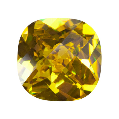 Cubic Zirconia - Yellow Diamond - Cushion - Checkerboard