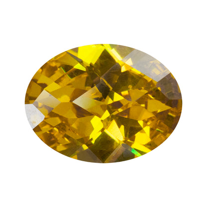 Cubic Zirconia - Yellow Diamond - Oval - Checkerboard