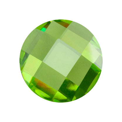 Cubic Zirconia - Green Apple - Cabochon Round - Checkerboard