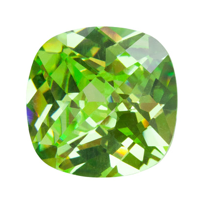 Cubic Zirconia - Green Apple - Cushion - Checkerboard