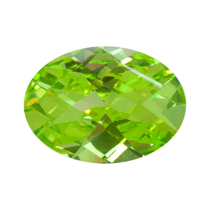 Cubic Zirconia - Green Apple - Oval - Checkerboard