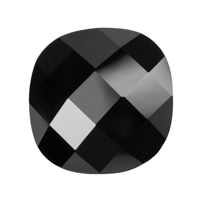 Cubic Zirconia - Jet Black - Cushion - Checkerboard