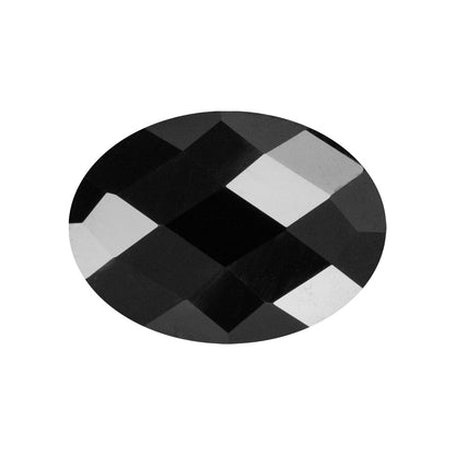 Cubic Zirconia - Jet Black - Oval - Checkerboard