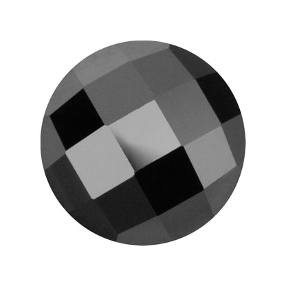 Cubic Zirconia - Jet Black - Cabochon Round - Checkerboard