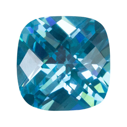 Cubic Zirconia - Blue Topaz - Cushion - Checkerboard