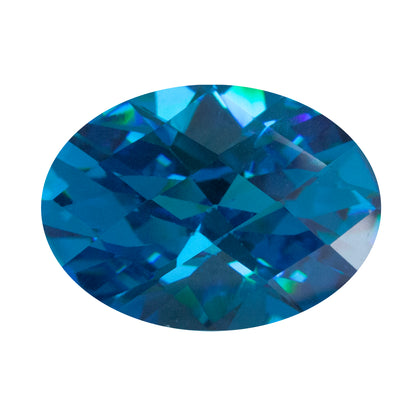 Cubic Zirconia - Blue Topaz - Oval - Checkerboard