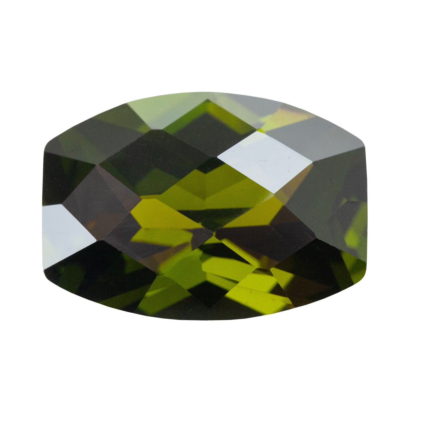Cubic Zirconia - Olivine - Barrel - Checkerboard