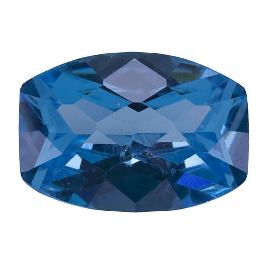 Cubic Zirconia - Blue Topaz - Barrel - Checkerboard 13mm x 8mm