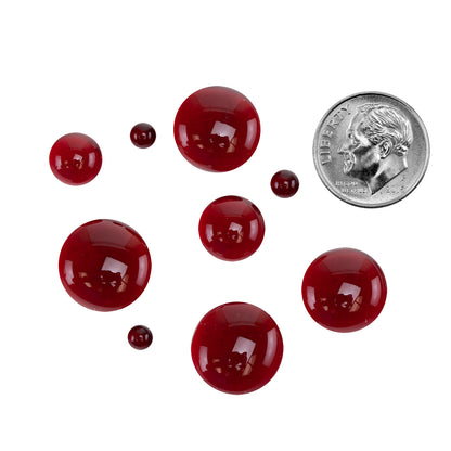 Colored Glass Cabochon - Red - Round with dime