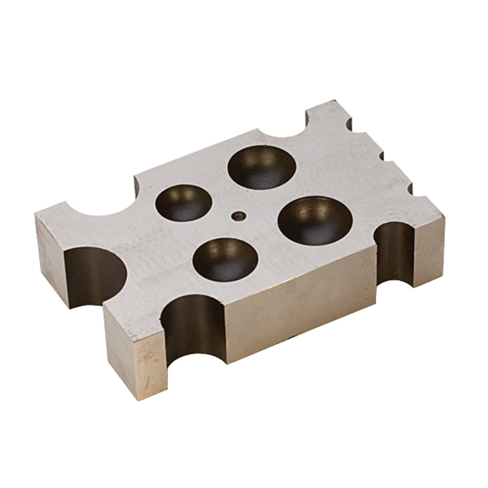 reverse side metal Flat Designer Dapping Block This small dapping block offers 22 depressions to allow a variety of shapes to be formed.