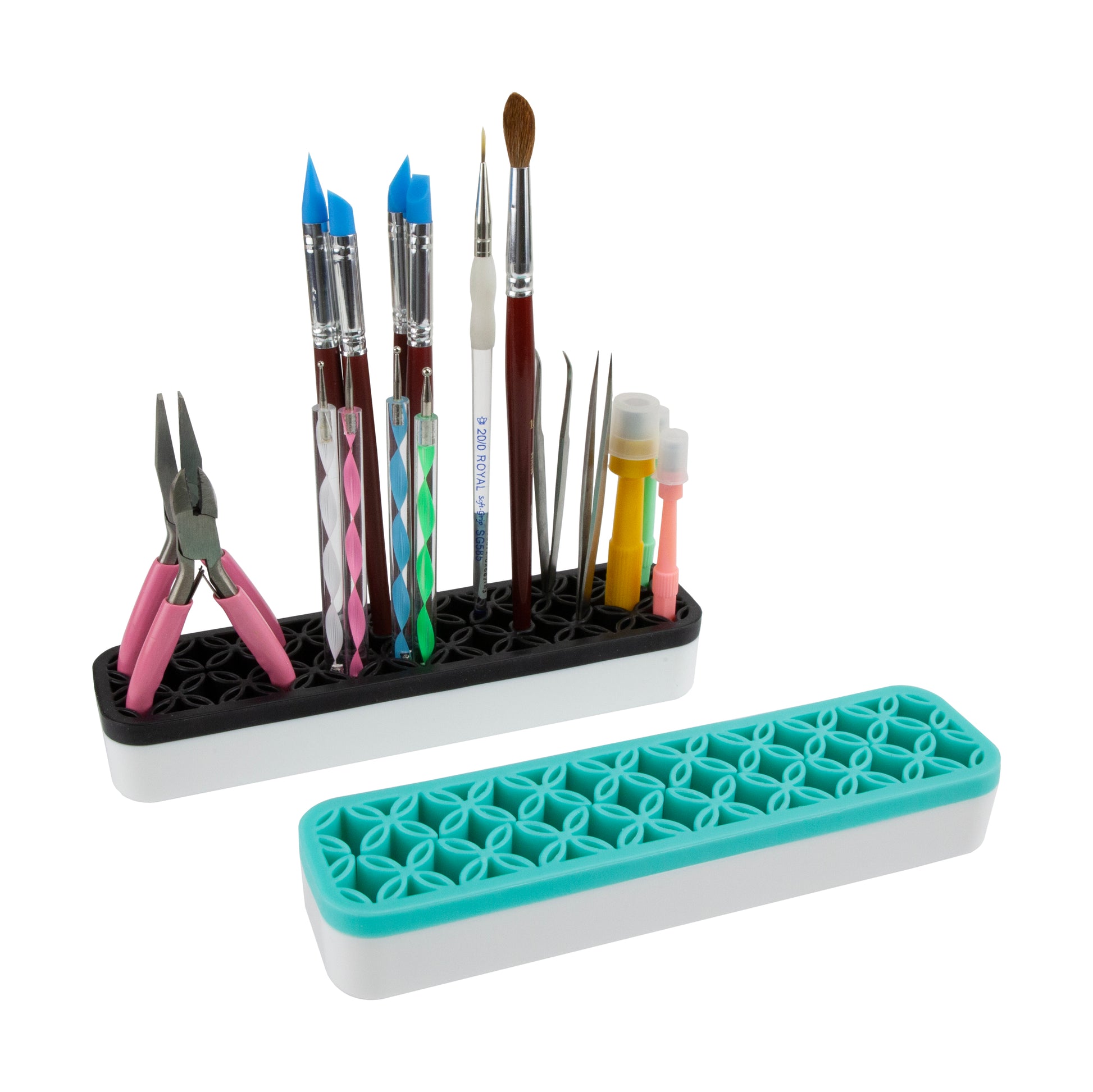 teal Silicone Tool Organizer with and without tools