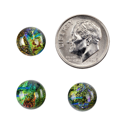 Dichroic Cabochons - Gold Small - 6mm to 10mm with dime