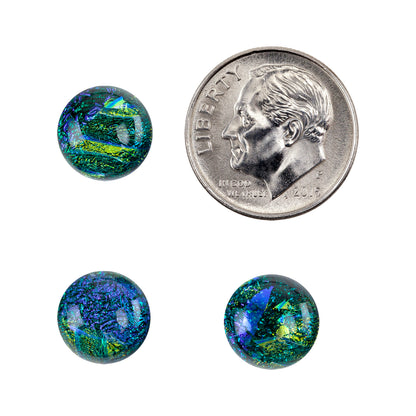 Dichroic Cabochons - Green Small - 6mm to 10mm with dime