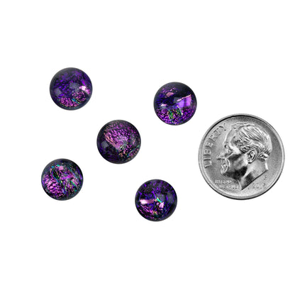 Dichroic Cabochons - Purple Small with dime