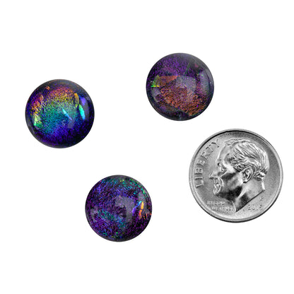 Dichroic Cabochons - Purple Medium - 12mm to 16mm  with dime