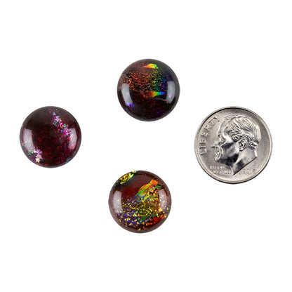 Dichroic Cabochons - Red Medium - 12mm to 16mm with dime