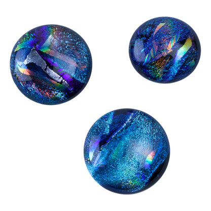 Dichroic Cabochons - Blue Large - 16mm to 20mm Pkg/3