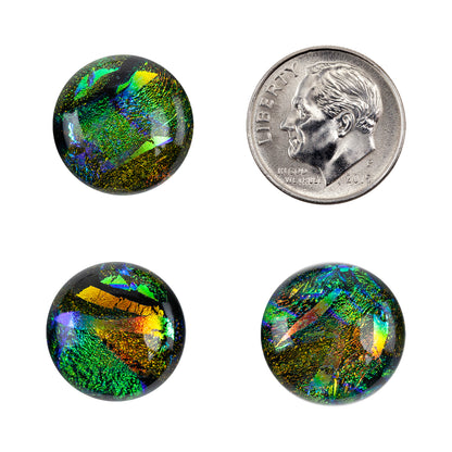 Dichroic Cabochons - Gold Large - 16mm to 20mm Pkg/3 with dime