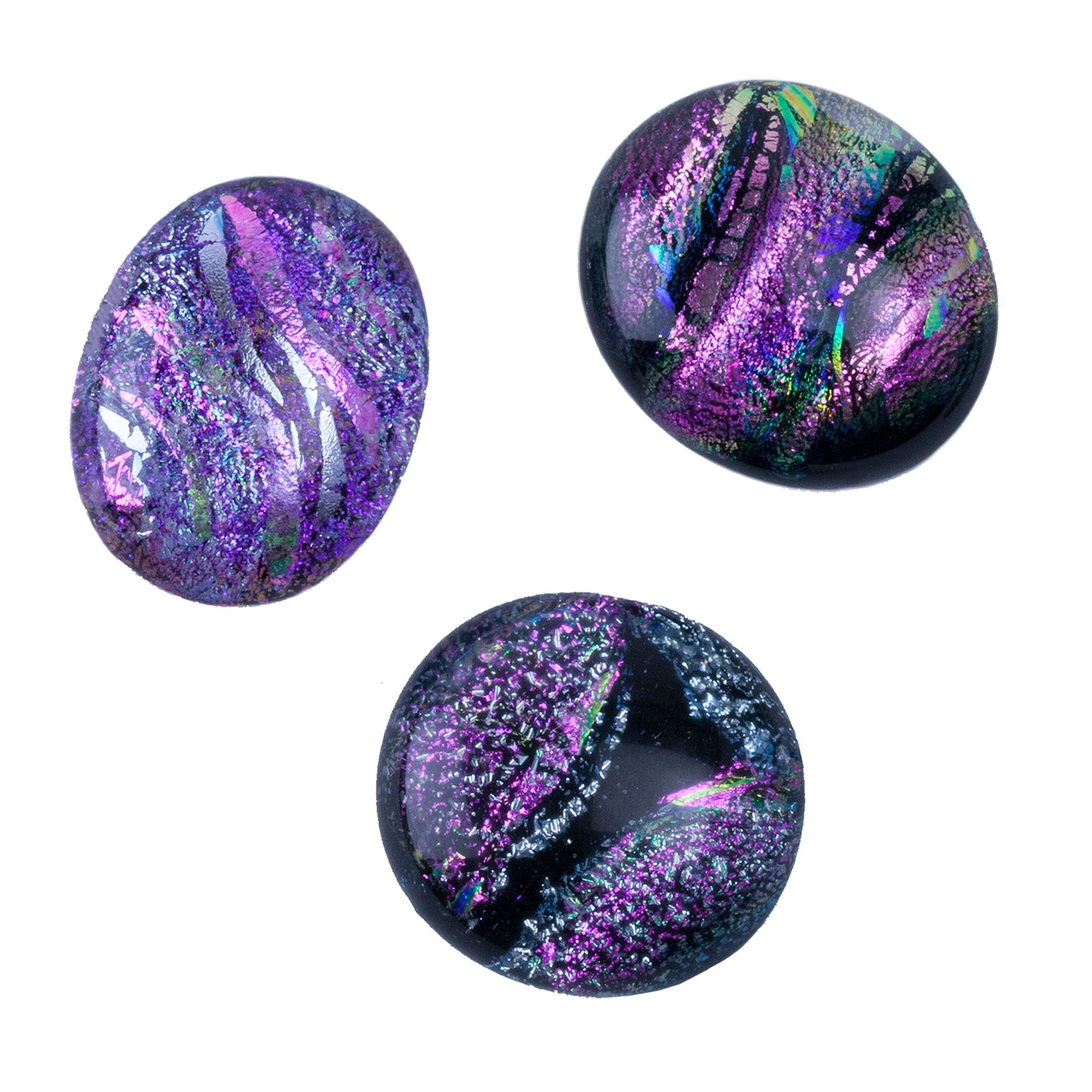 Dichroic Cabochons - Pink Large - 16mm to 20mm Pkg/3