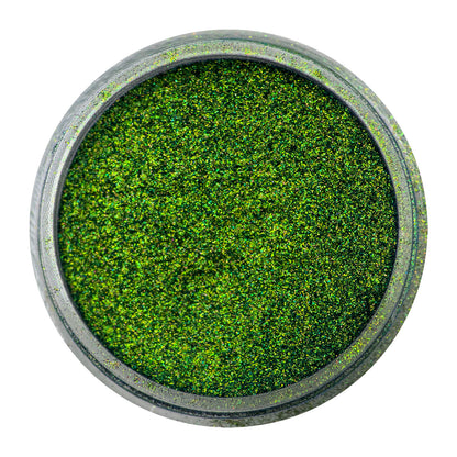 open jar of Ultra Fine Chameleon Pigment Powder - Envy Green