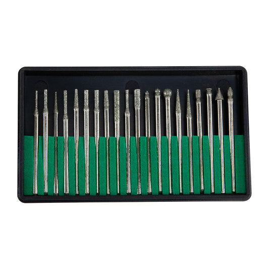 20 assorted diamond burs in a case