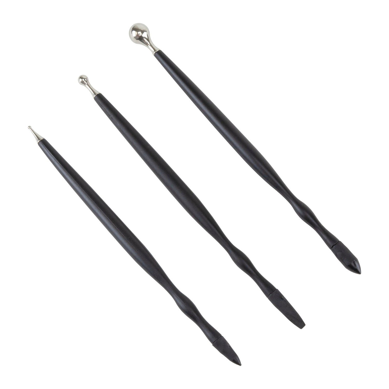 Sculpey Tools™ Dual-End Detail Tools

This set of double ended design tools offer a wide variety of texturing and drying tools to choose from. Large ball ends can be used to dry small bead caps or small dome shapes. Create cones and fluted shapes or drag through clay for wonderful textures. Use these tools to create custom texture sheets. These are the type of tools that you will want to sit and play with to discover their design potential. Can be used with wet metal clay or with polymer clay.