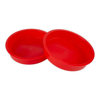 red plastic stackable Solid Pan - Pkg/2