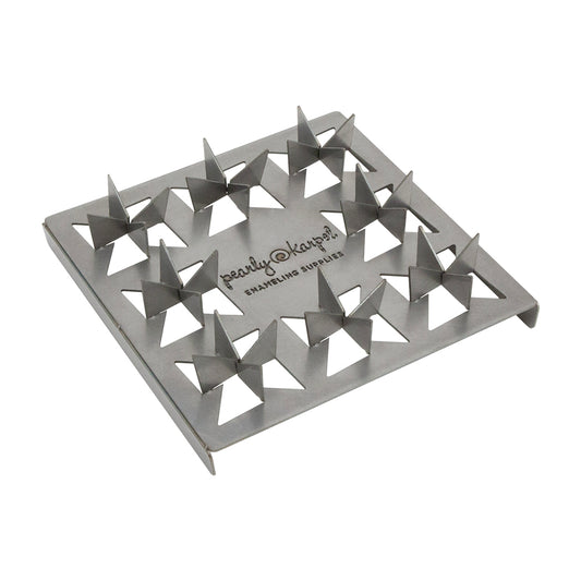 Pearly's Octect Trivet Stand for torch and kiln fire enameling. Includes 8 trivets! Multiple trivets allow you to work on eight pieces at the same time, in parallel, to achieve identical results. Perfect for group work.