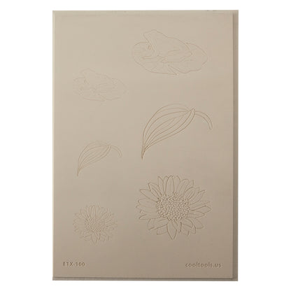 Jewelry Artist Elements - Texture - Frogs and Floral

Second picture shown is an element of the texture in clay.

Embossed elements. Impress clay, then use a Jewelry Shape Template for the shape or cut out with a needle tool. Jewelry Artist Elements are flexible, washable and can be used with any soft clay. Spritz with CoolSlip or dust on Dry Powder Release for stick-free impressions when using metal clay and polymer clay.

These beautiful texture sheets feature designs that are perfect for making many diff