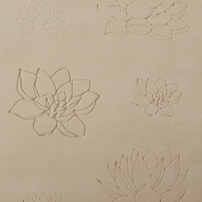 Jewelry Artist Elements - Texture - Lotus

Second picture shown is an element of the texture in clay.

Embossed elements. Impress clay, then use a Jewelry Shape Template for the shape or cut out with a needle tool. Jewelry Artist Elements are flexible, washable and can be used with any soft clay. Spritz with CoolSlip or dust on Dry Powder Release for stick-free impressions when using metal clay and polymer clay.

These beautiful texture sheets feature designs that are perfect for making many different jewel