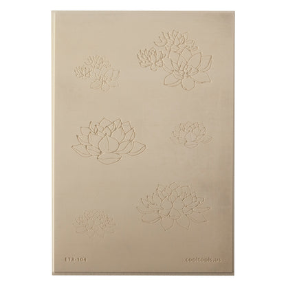 Jewelry Artist Elements - Texture - Lotus 2

Second picture shown is an element of the texture in clay.

Embossed elements. Impress clay, then use a Jewelry Shape Template for the shape or cut out with a needle tool. Jewelry Artist Elements are flexible, washable and can be used with any soft clay. Spritz with CoolSlip or dust on Dry Powder Release for stick-free impressions when using metal clay and polymer clay.

These beautiful texture sheets feature designs that are perfect for making many different jew