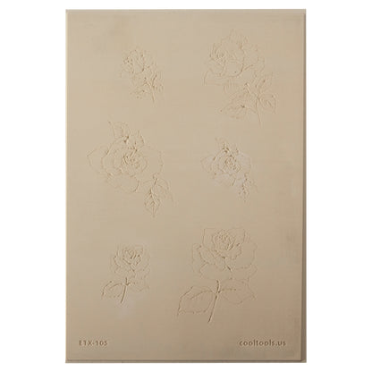 Jewelry Artist Elements - Texture - Roses

Second picture shown is an element of the texture in clay.

Embossed elements. Impress clay, then use a Jewelry Shape Template for the shape or cut out with a needle tool. Jewelry Artist Elements are flexible, washable and can be used with any soft clay. Spritz with CoolSlip or dust on Dry Powder Release for stick-free impressions when using metal clay and polymer clay.

These beautiful texture sheets feature designs that are perfect for making many different jewel