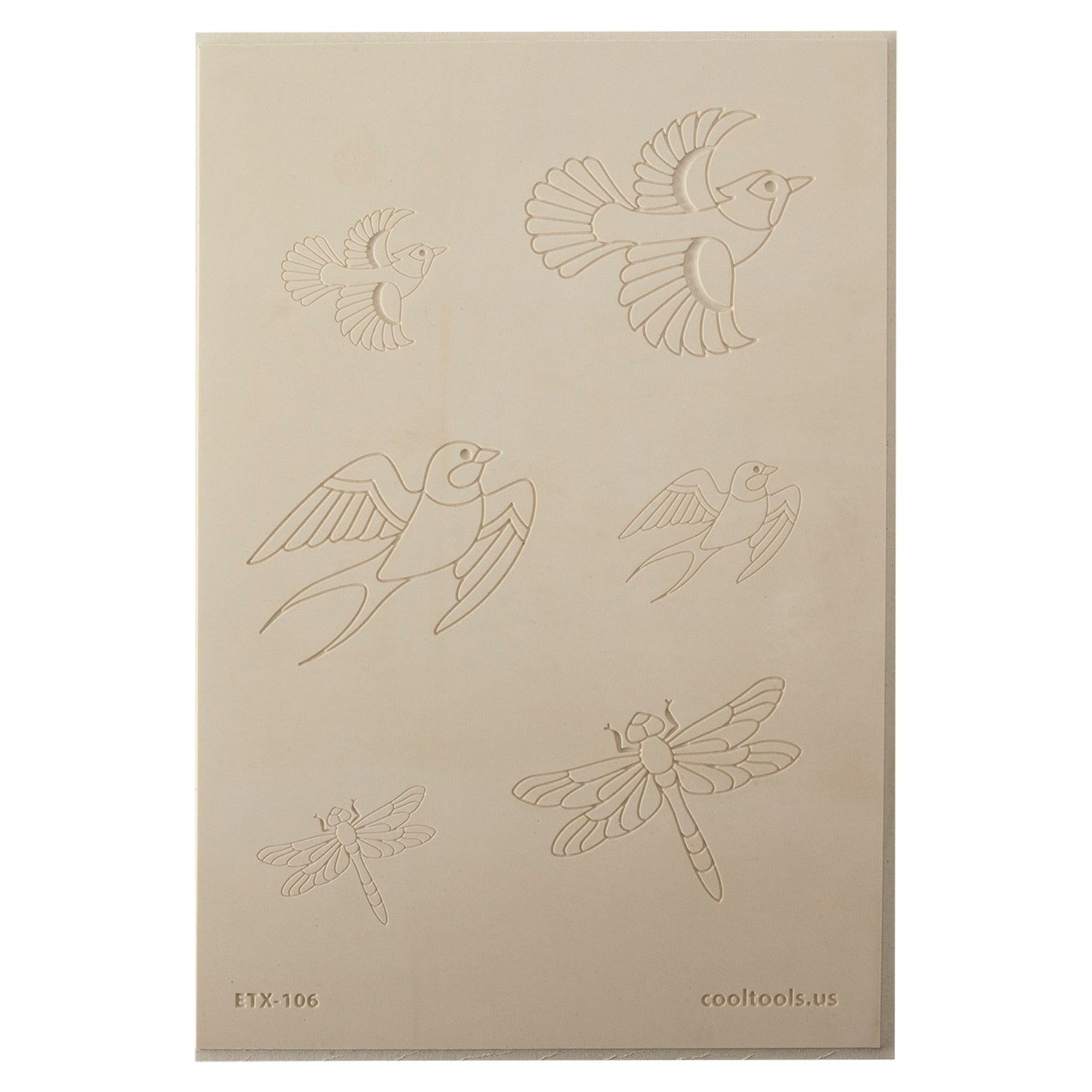 Jewelry Artist Elements - Texture - Flying Creatures 2

Second picture shown is an element of the texture in clay.

Embossed elements. Impress clay, then use a Jewelry Shape Template for the shape or cut out with a needle tool. Jewelry Artist Elements are flexible, washable and can be used with any soft clay. Spritz with CoolSlip or dust on Dry Powder Release for stick-free impressions when using metal clay and polymer clay.

Our Arts &amp; Crafts era inspired metal clay design elements are coordinating she