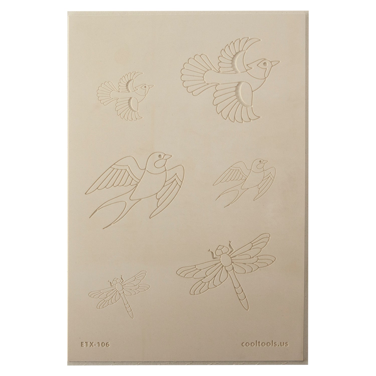 Jewelry Artist Elements - Texture - Flying Creatures 2

Second picture shown is an element of the texture in clay.

Embossed elements. Impress clay, then use a Jewelry Shape Template for the shape or cut out with a needle tool. Jewelry Artist Elements are flexible, washable and can be used with any soft clay. Spritz with CoolSlip or dust on Dry Powder Release for stick-free impressions when using metal clay and polymer clay.

Our Arts &amp; Crafts era inspired metal clay design elements are coordinating she