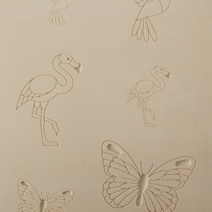 Jewelry Artist Elements - Texture - Flying Creatures 3

Second picture shown is an element of the texture in clay.

Embossed elements. Impress clay, then use a Jewelry Shape Template for the shape or cut out with a needle tool. Jewelry Artist Elements are flexible, washable and can be used with any soft clay. Spritz with CoolSlip or dust on Dry Powder Release for stick-free impressions when using metal clay and polymer clay.

These beautiful texture sheets feature designs that are perfect for making many di