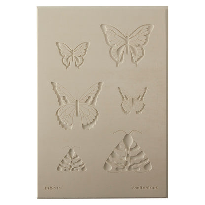 Jewelry Artist Elements - Texture - Butterfly 4

Second picture shown is an element of the texture in clay.

Embossed elements. Impress clay, then use a Jewelry Shape Template for the shape or cut out with a needle tool. Jewelry Artist Elements are flexible, washable and can be used with any soft clay. Spritz with CoolSlip or dust on Dry Powder Release for stick-free impressions when using metal clay and polymer clay.

These beautiful texture sheets feature designs that are perfect for making many different